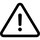 A bold exclamation mark inside a black-outlined triangle, representing a warning or caution symbol.