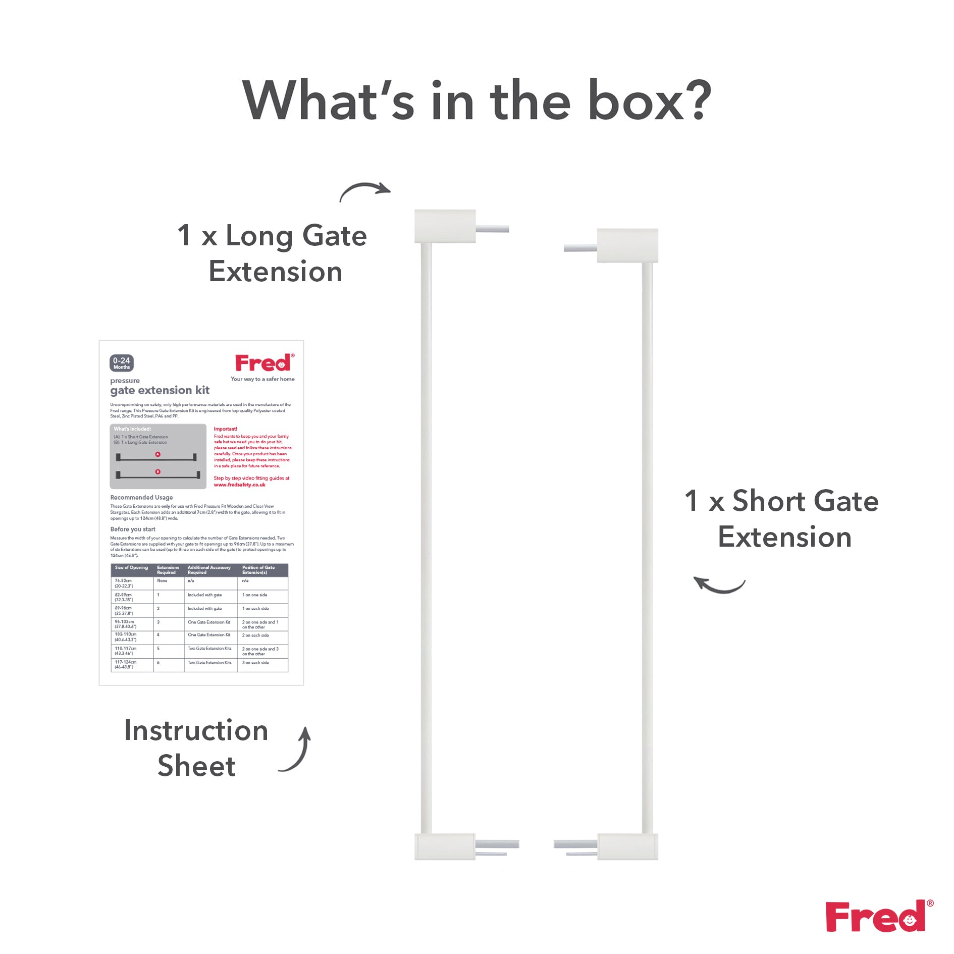 Gate Base Extension Fred Safety Pressure Gate Extension Kit - Pure White