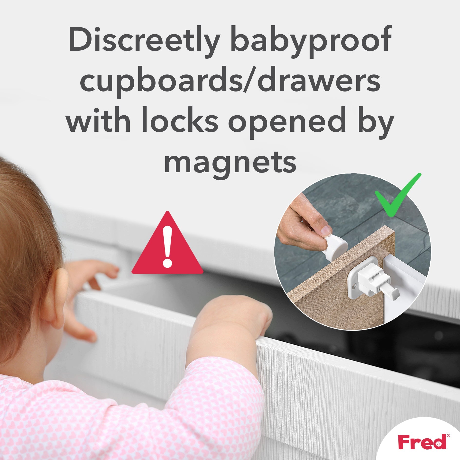 Fred Safety Invisible Magnet Lock (x2) Pure White